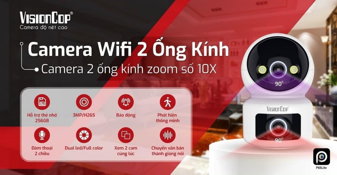 Camera wifi 2 ống kính VisionCop