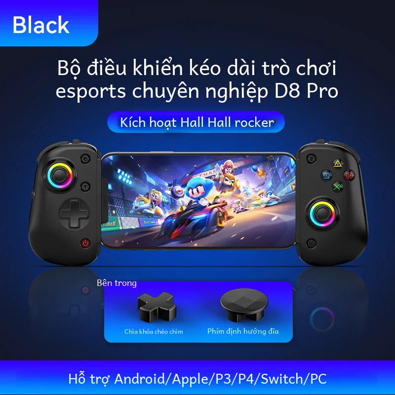 Bsp D8 Pro Rgb Bộ điều khiển máy tính bảng không dây Cần điều khiển Bluetooth có kéo dài cho Switch