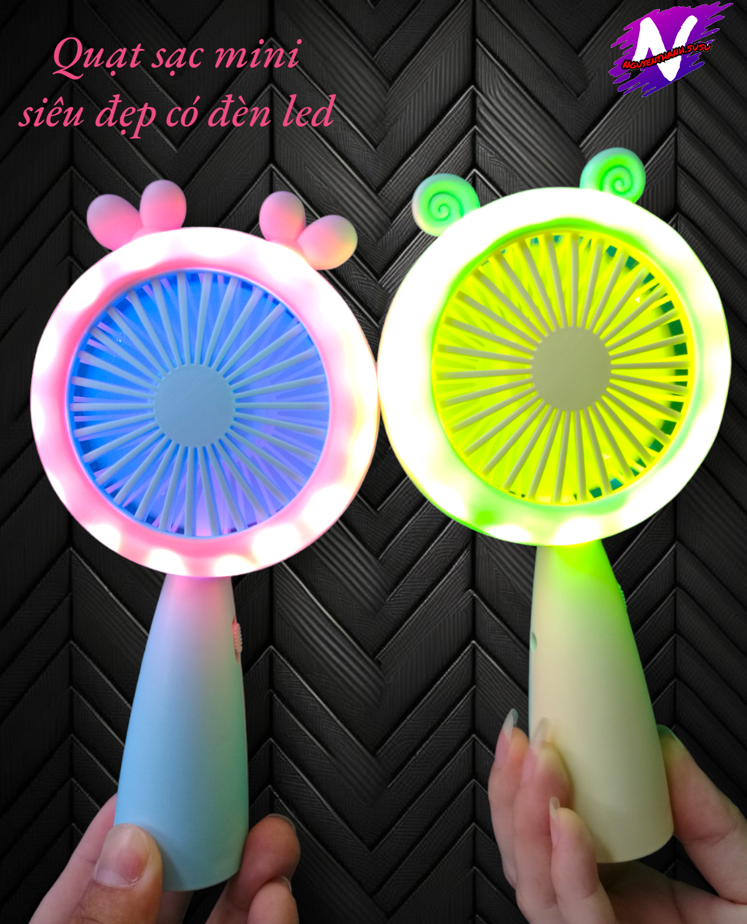 Quạt sạc mini có đèn led, quạt cầm tay mini cầm tay , quạt nhỏ gọn xài pin, mini fans