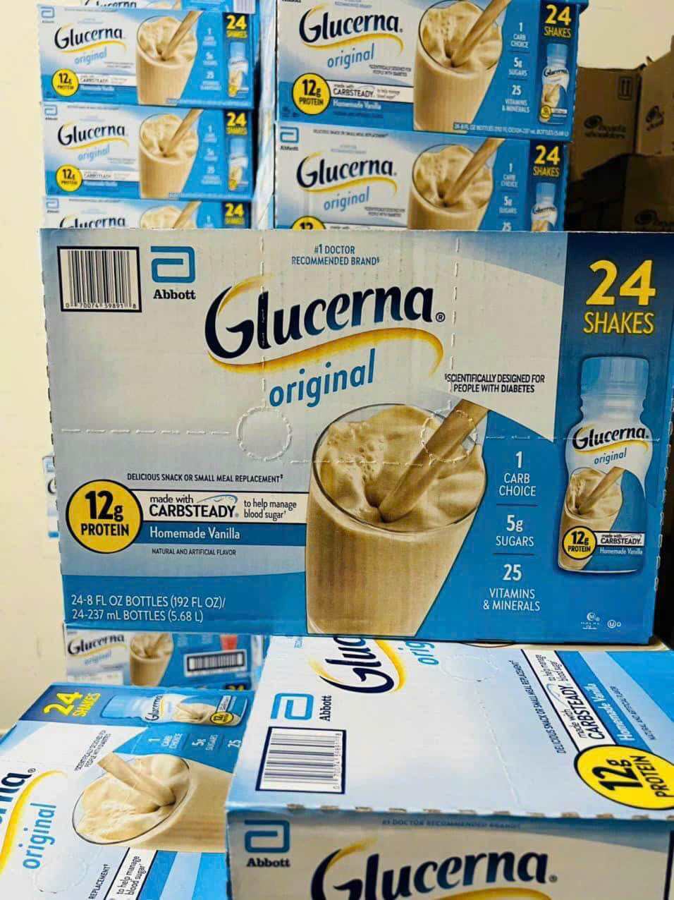 Thùng 24 Chai Sữa Nước Glucerna Original Vị Vanilla 237ml x 24 Chai Của Mỹ - Date 3/2025