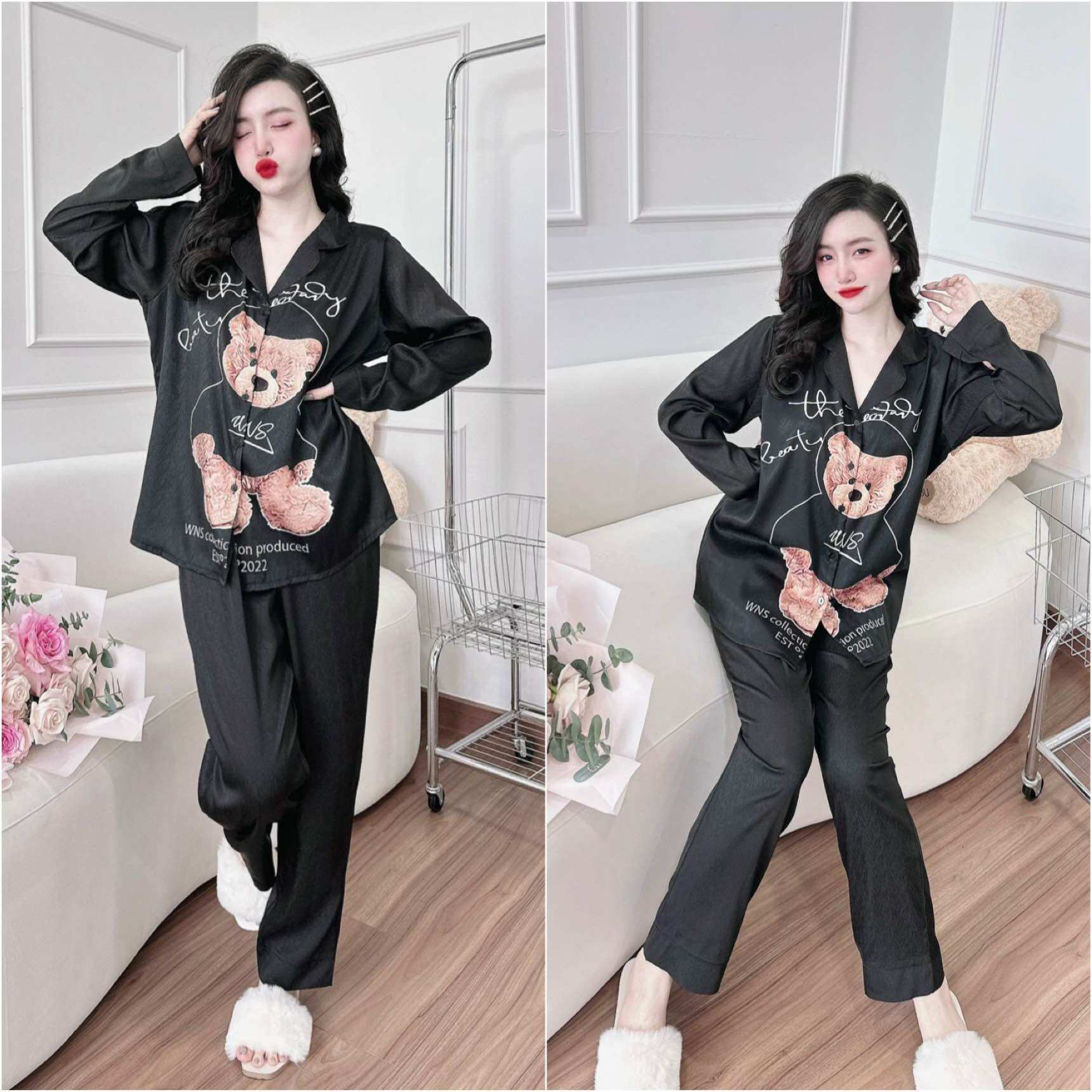 (50-100kg) Đồ bộ Lụa Xước Tiểu Thư Bigsize cao cấp