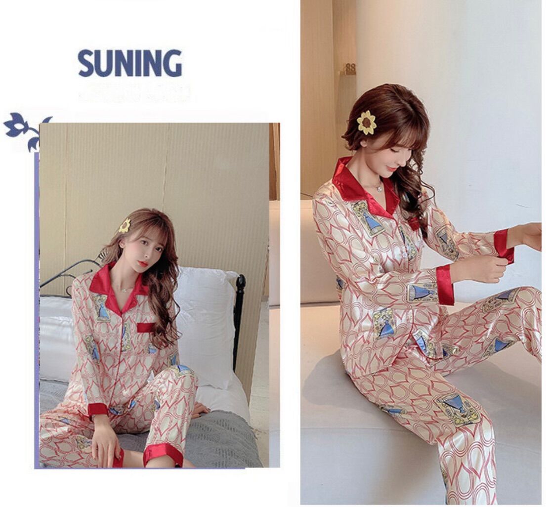 [HCM]SET BỘ  NGỦ PIZAMA LỤA TAY DÀI - D89