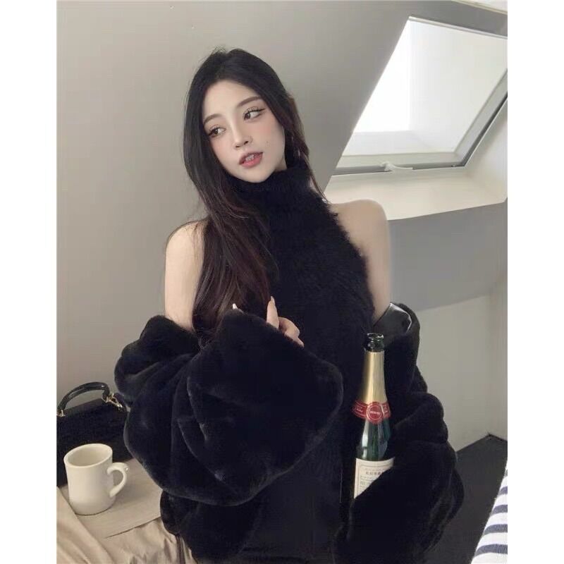 áo lông sát nách cổ gập vạt yếm sexy