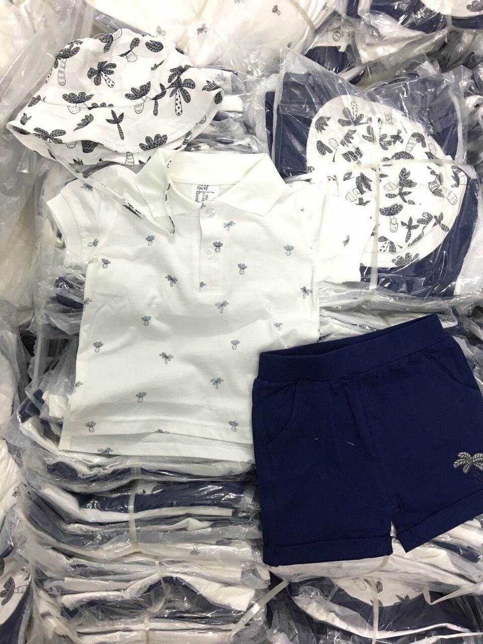 set bộ kèm mũ bé trai hm
