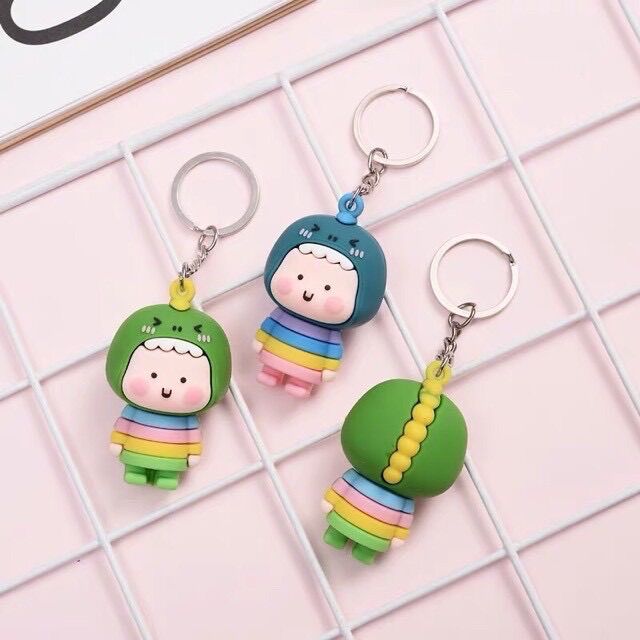 Móc Khóa Xe Khủng Long Mái Ngố Cute