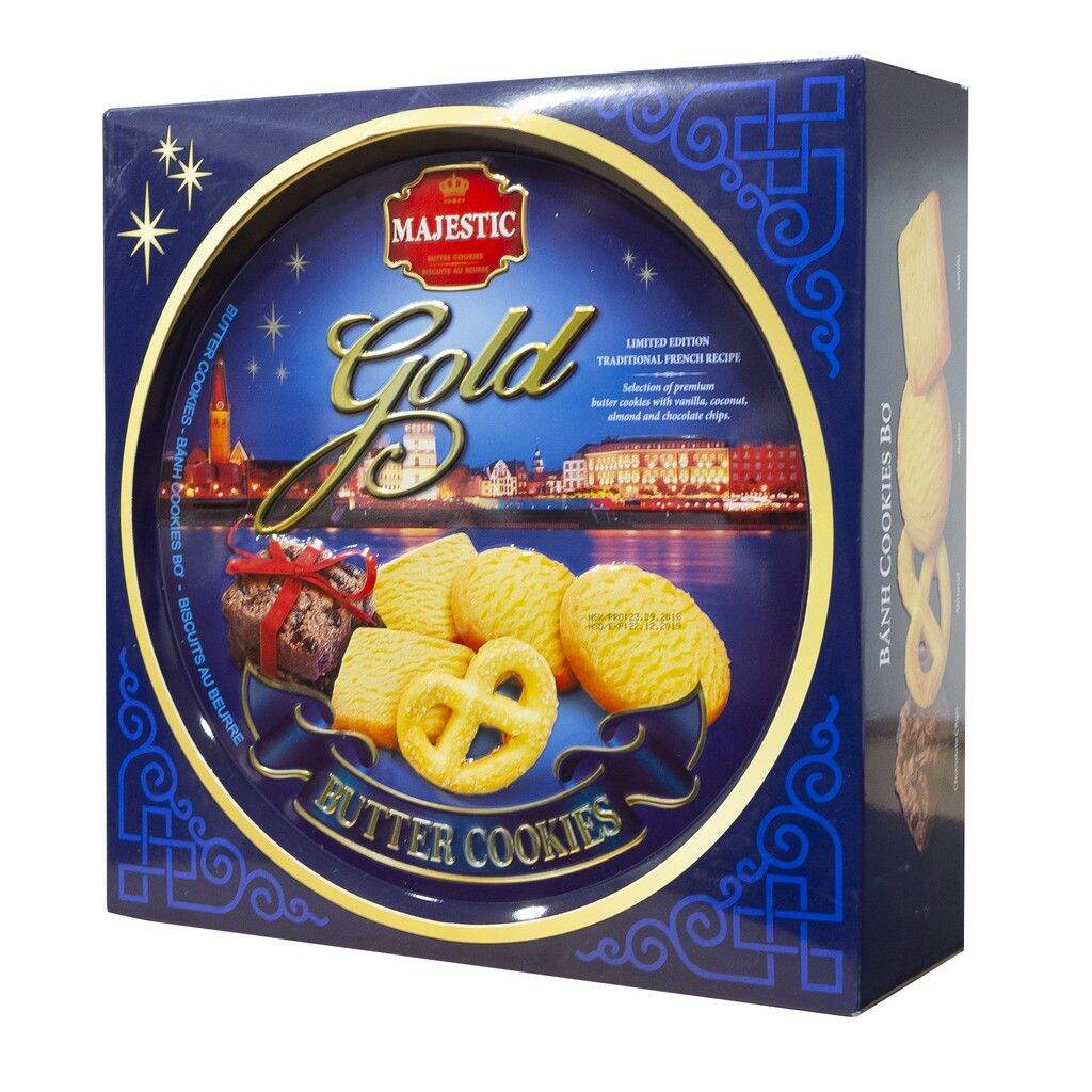 Hộp bánh quy majestic gold 681gr. hsd:4/2022
