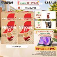 [ƯU ĐÃI THÁNG 8] Combo 4 Hộp Cà phê hòa tan NESCAFÉ 3IN1 VỊ KEM SỮA 20 gói