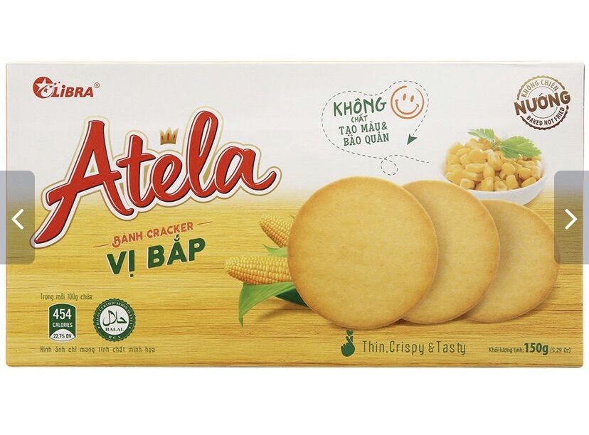 HỘP 150G BÁNH QUY VỊ BẮP/KHOAI/MÈ ĐEN ATELA LIBRA(NGẪU NHIÊN)