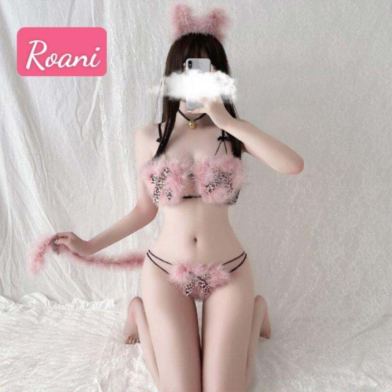 Bộ đồ lót cosplay mèo lót lông đồ ngủ sexy