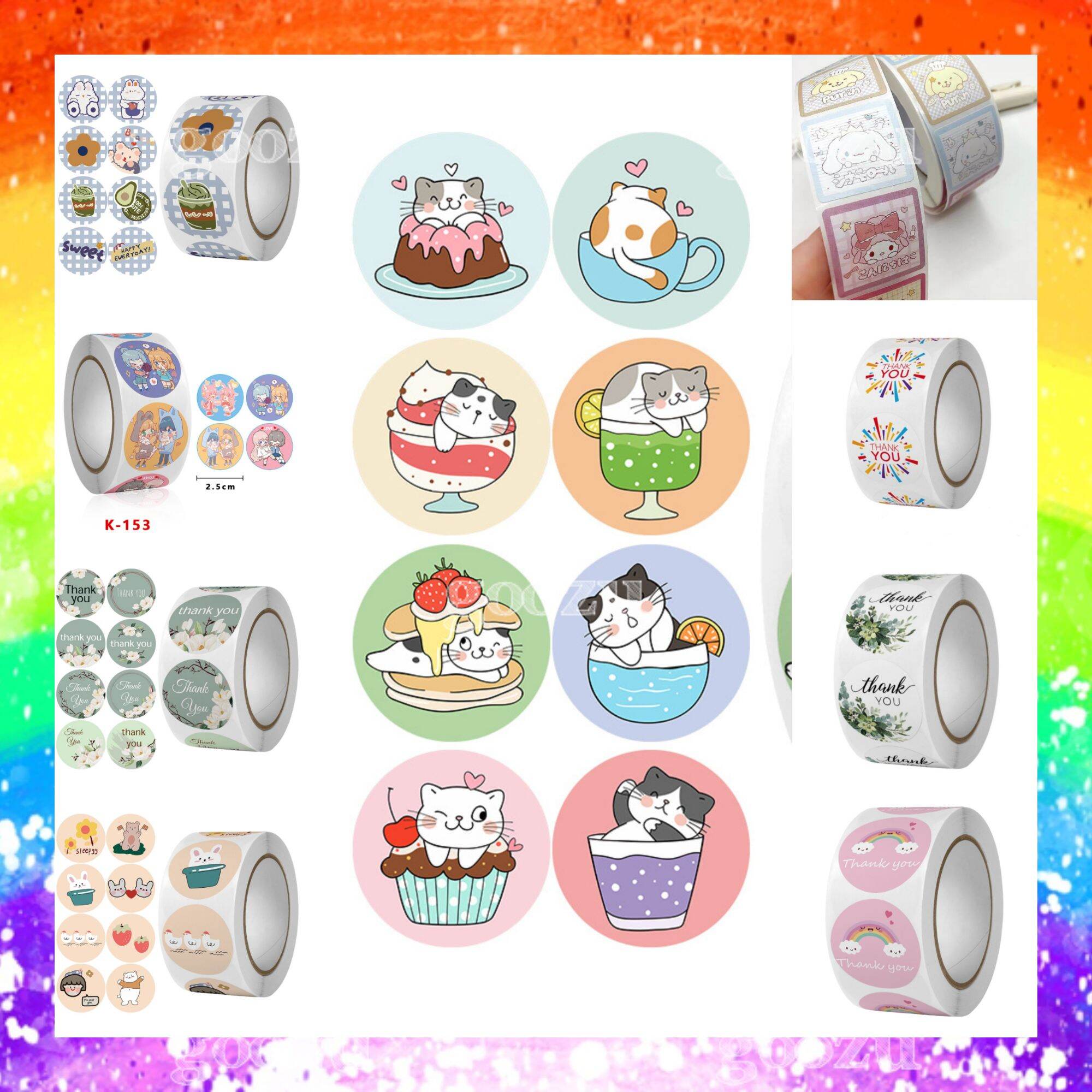 Cuộn 500 tem hình dán sticker thank you 2.5cm
