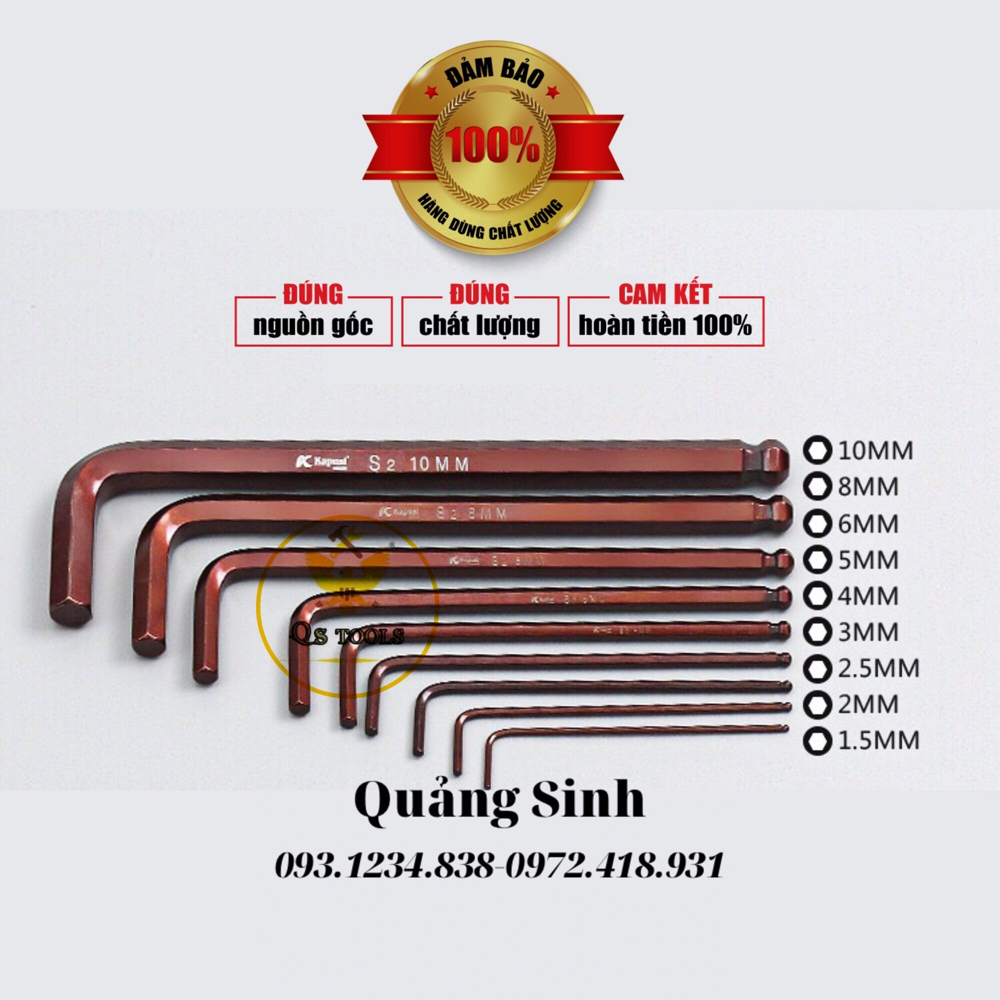 💥Lục Giác Bi Nâu Thép Cr-V 💥 cao cấp Kapusi Japan👌