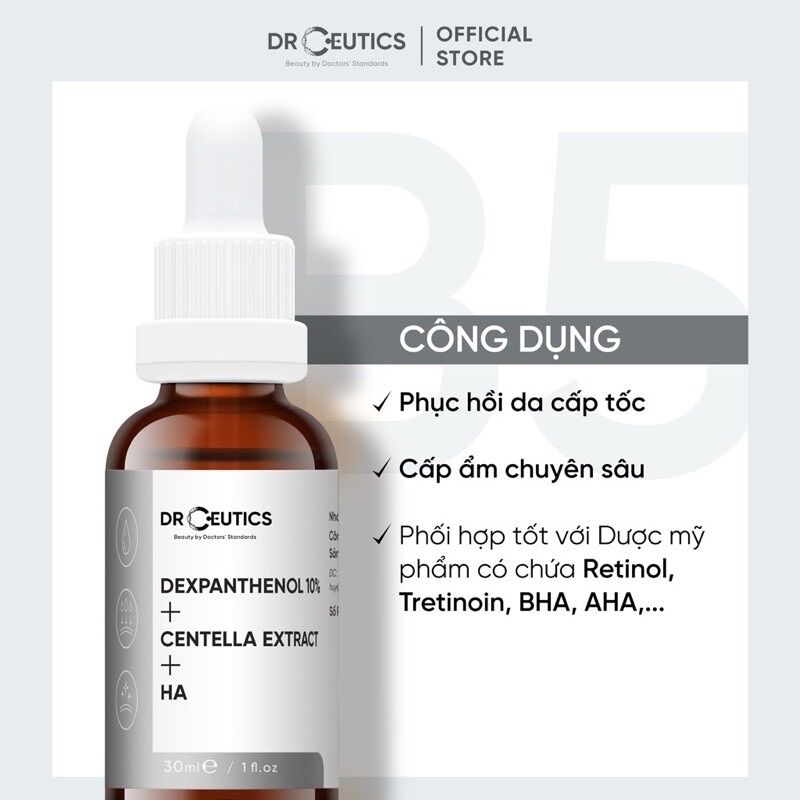 Serum B5 DrCeutics Cấp Ẩm & Phục Hồi Da Dexpanthenol 10% + Centella extract HA