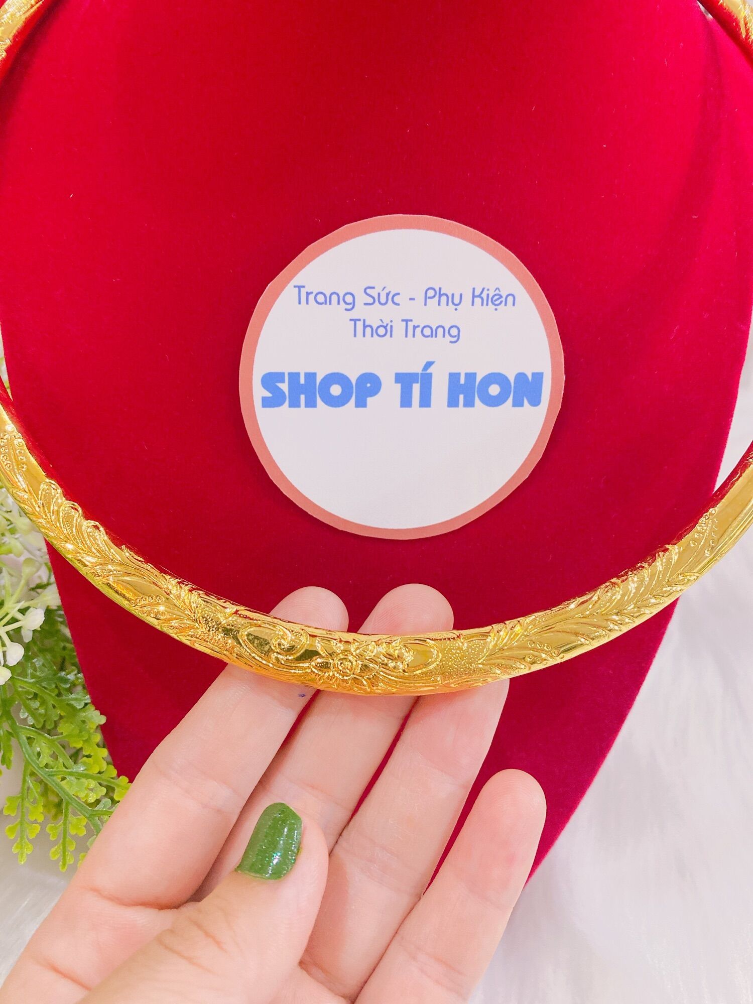Kiềng cưới chạm hoa mạ vàng 24k mẫu mới về