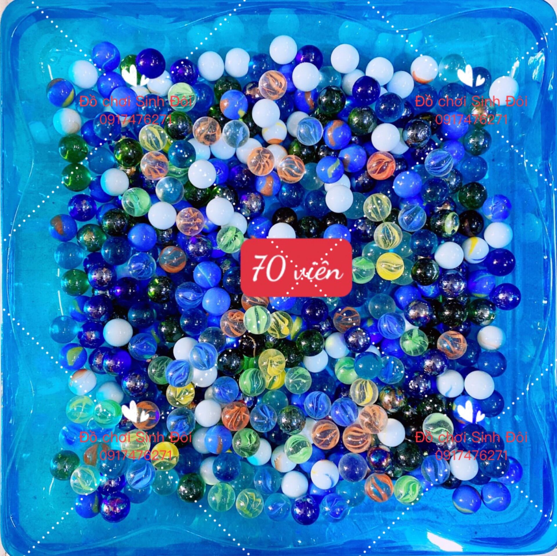 Bi thủy tinh thập Cẩm nhỏ 16mm- 70 viên