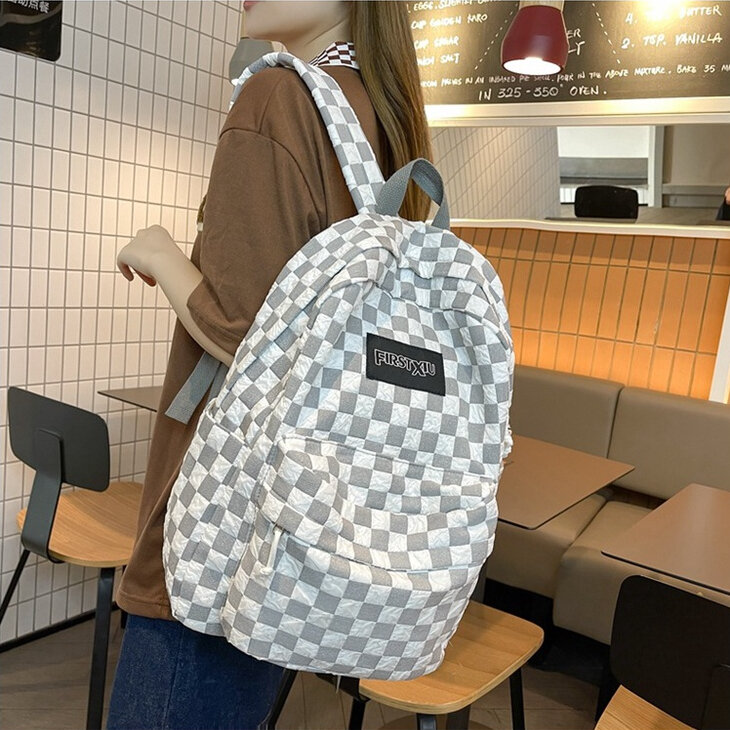 [sản phẩm mẫu ] Balo Ulzzang Hàn Quốc kẻ caro đi học nam nữ cặp sách đi chơi đi du lịch đựng laptop thời trang Unisex Belle Bag BL06