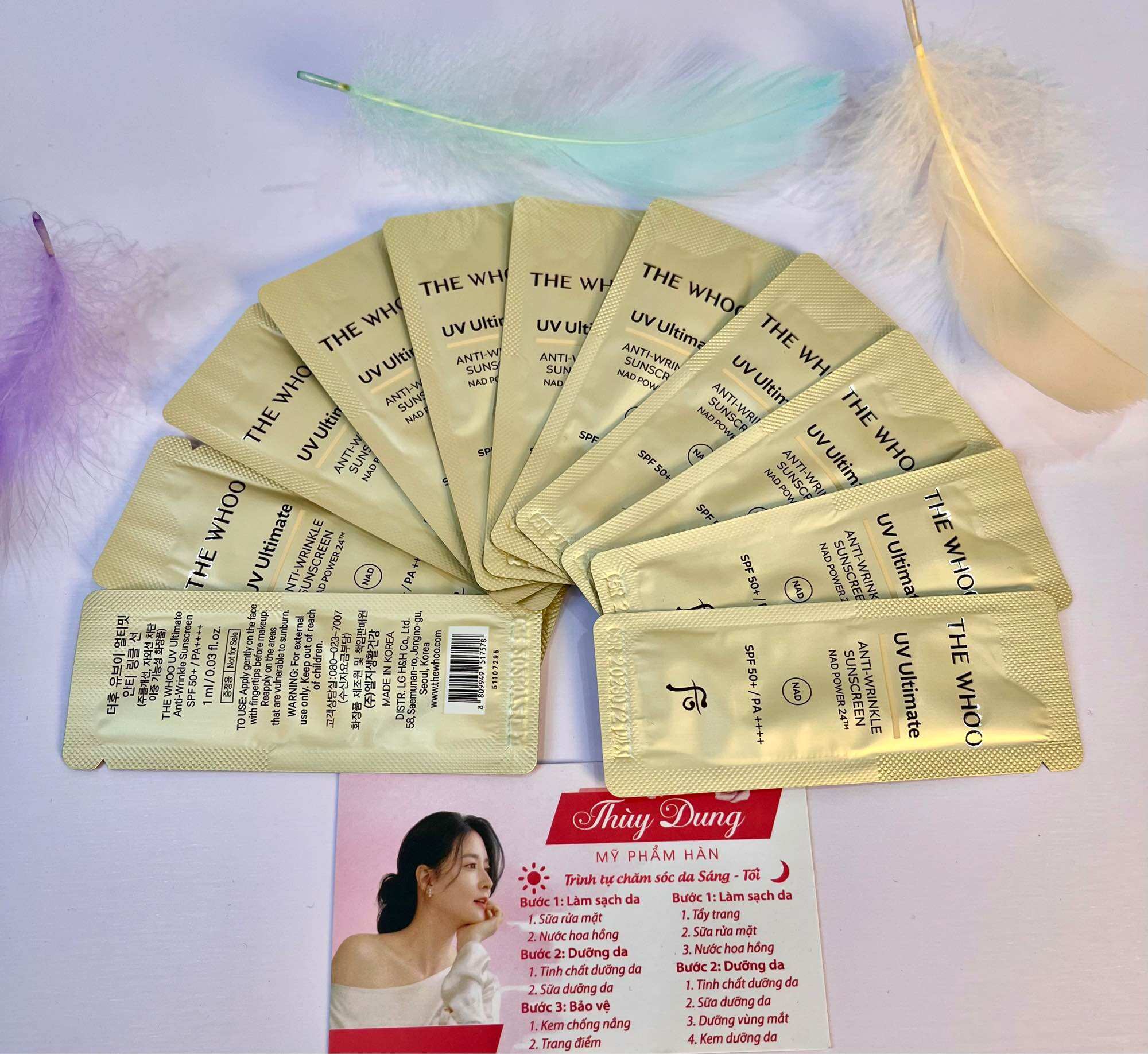 Combo of 20 Packs of Whoo Wrinkle Sun Cream Spf50+/Pa++++