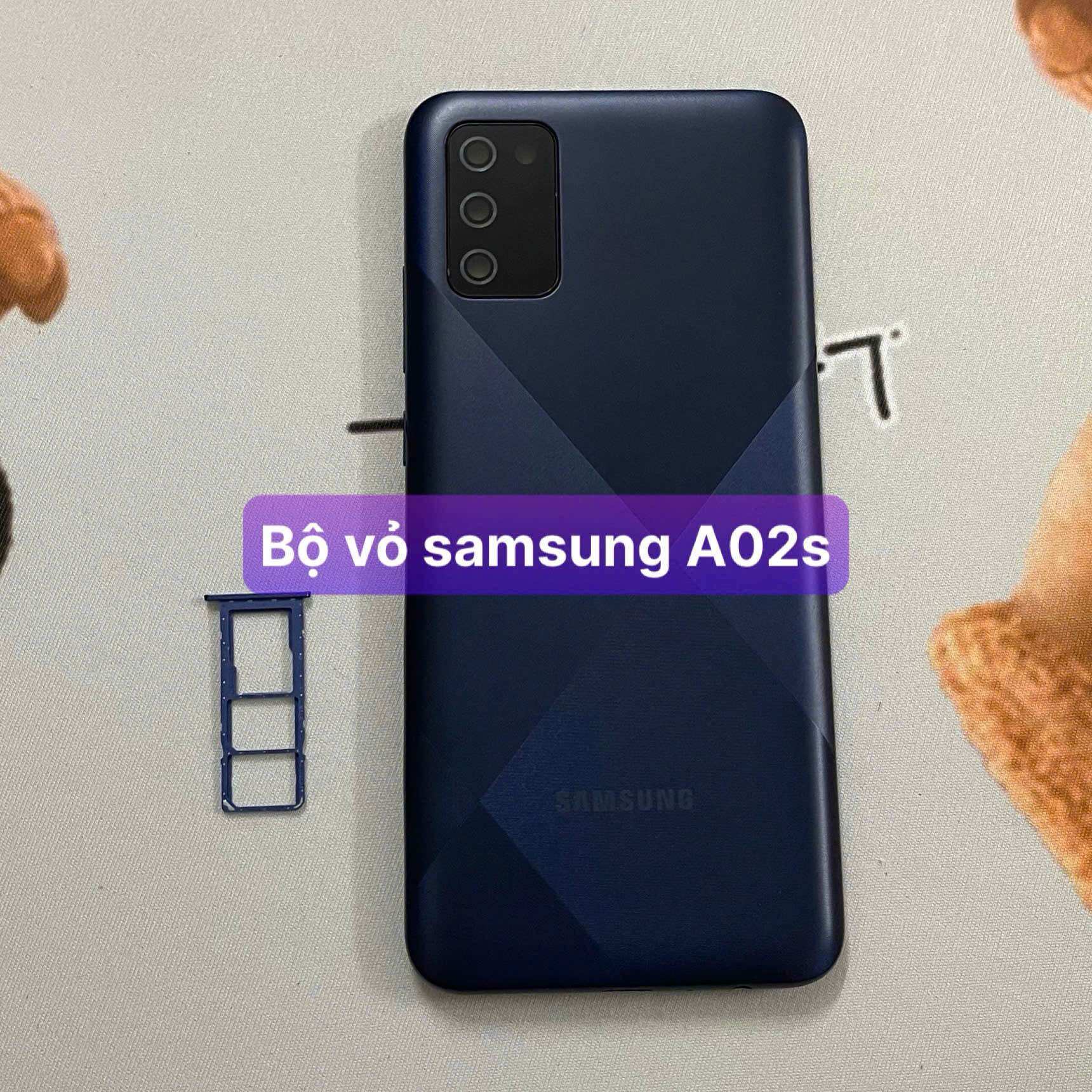 bộ vỏ xương samsung A02s,kèm khay sim,phím,kính camera
