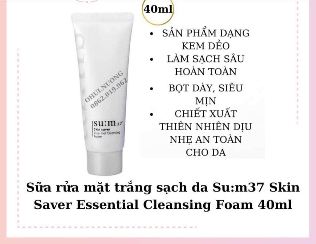 Sữa rửa mặt sum 37 skin saver essential cleansing foam 40ml