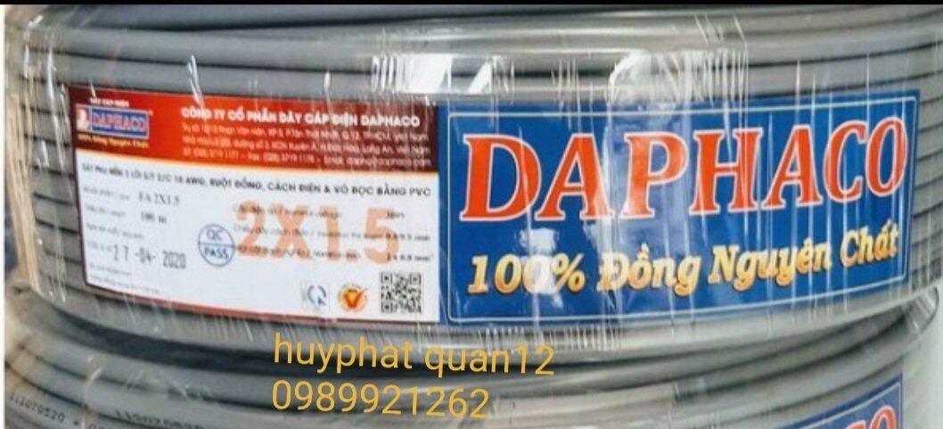 Dây điện daphaco 2×1.5, 2×2.5, 2×4.0, 2×6.0 cáp bọc 2 ruột xám bán lẻ từng mét