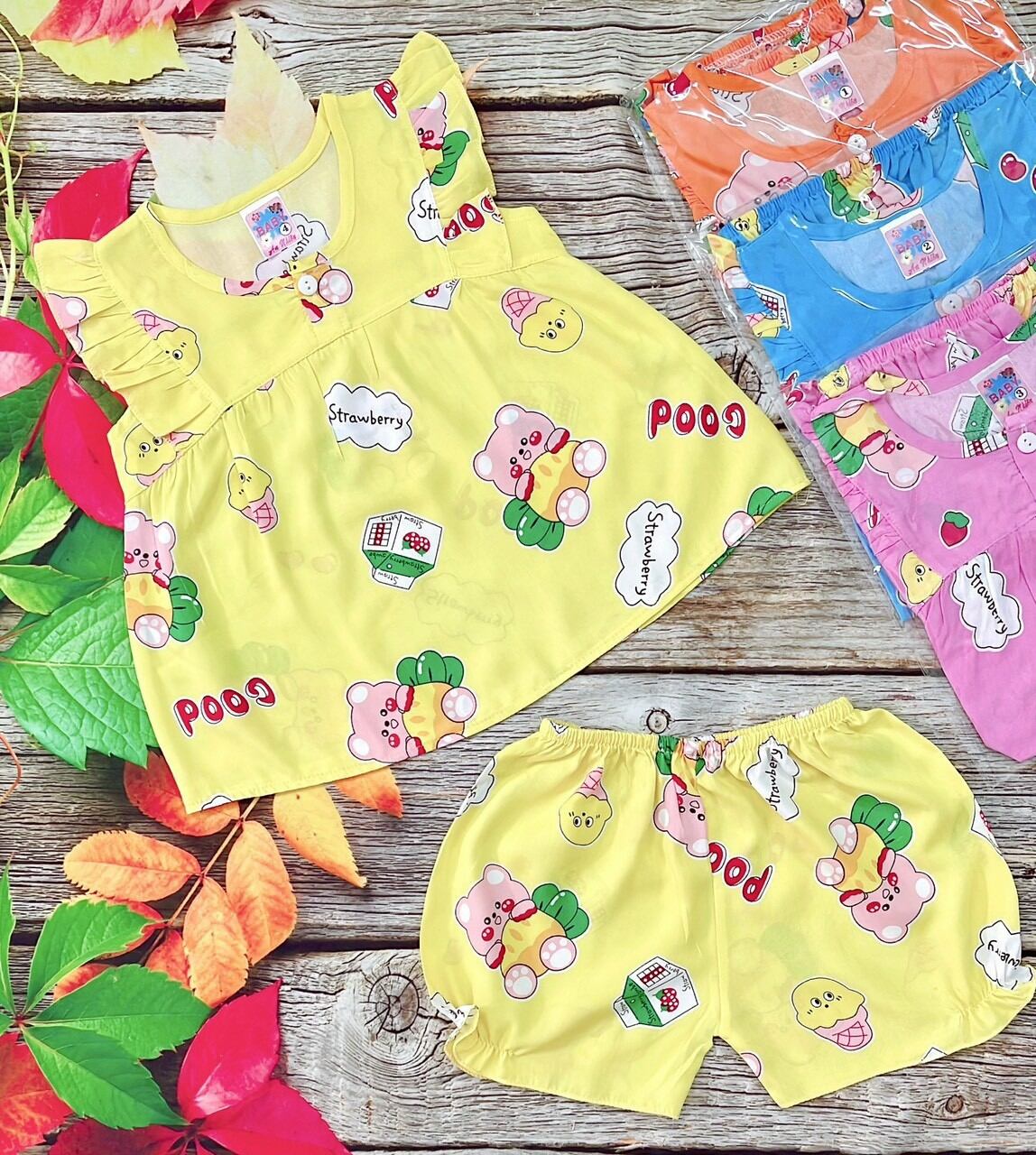 [HCM]set 3 bộ đồ tole-lanh cho bé gái 8-18kg