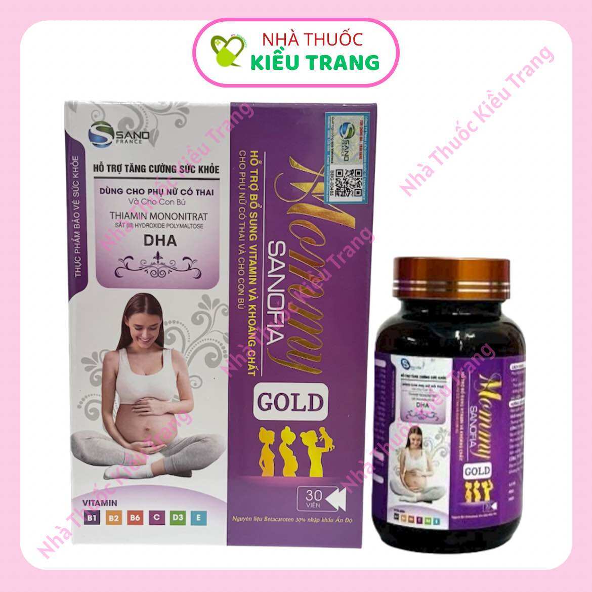 Vitamin tổng hợp Mommy Gold Sanofia tím cho bà bầu - bổ sung vitamin và khoáng chất, lọ 30 viên