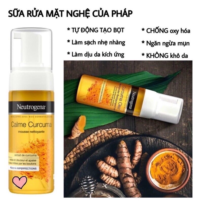 Sữa rửa mặt tạo bọt Neutrogena Nghệ Curcuma Clear 150ML