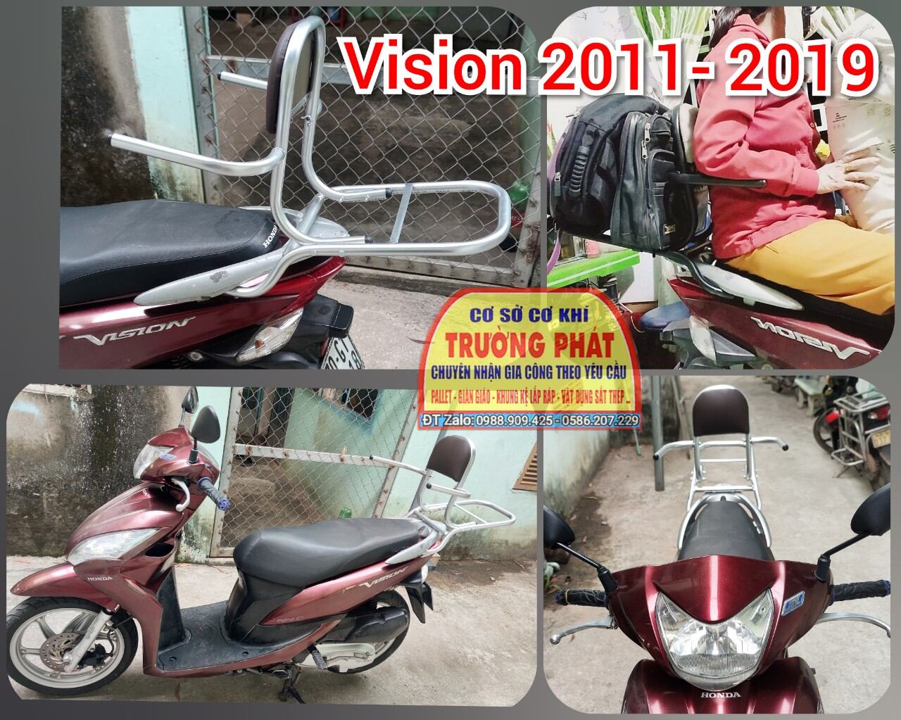 ( tặng lót tay ) Baga phượt xe máy có ghế dựa xe vision 2011-2019