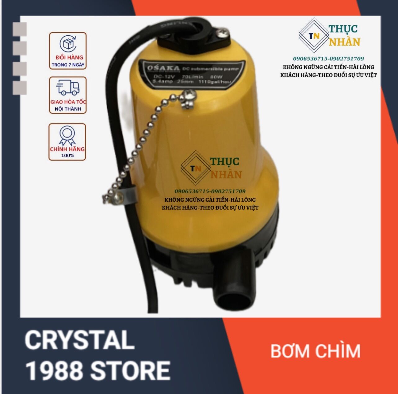 Máy bơm chìm mini nhựa VÀNG 12V
