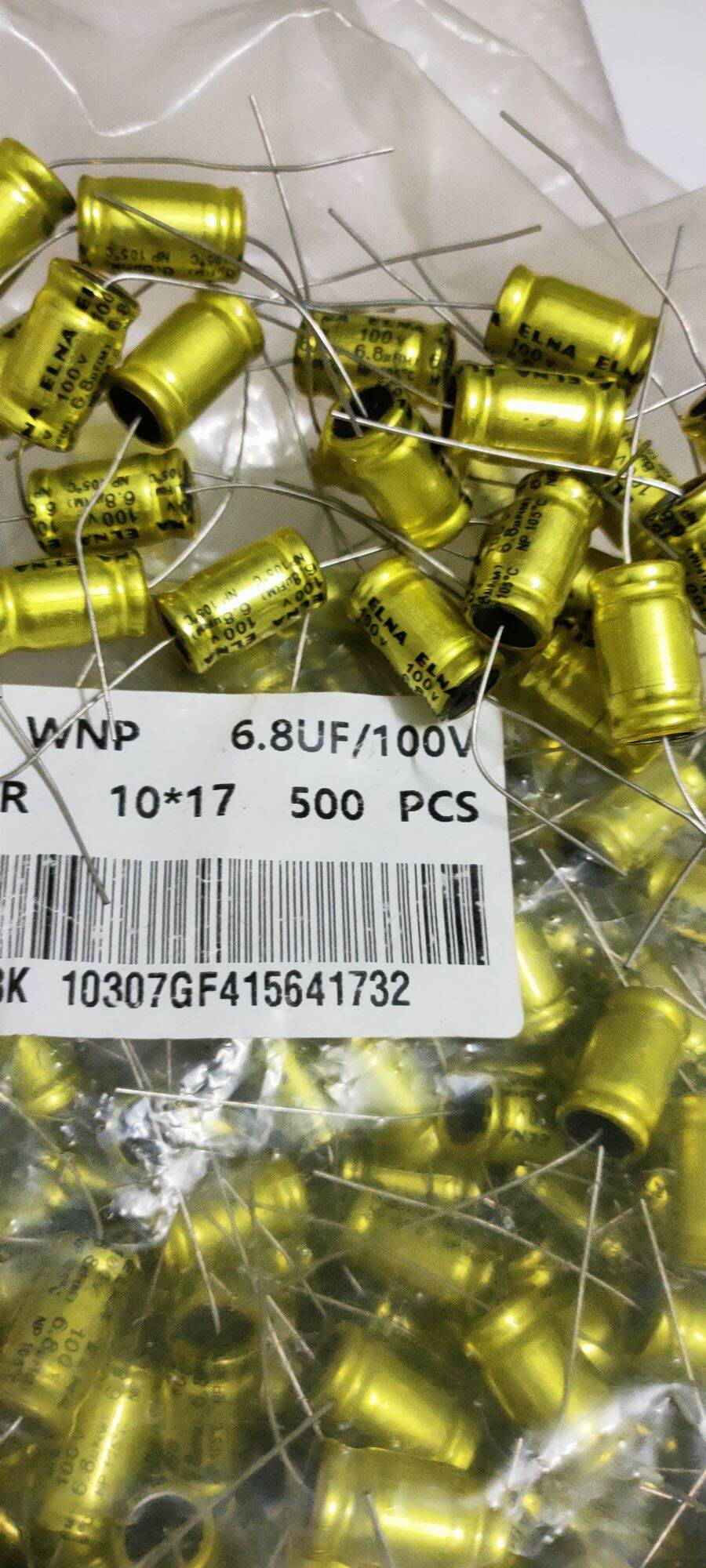 10 tụ loa 2 đầu 6.8uf 100v màu vàng