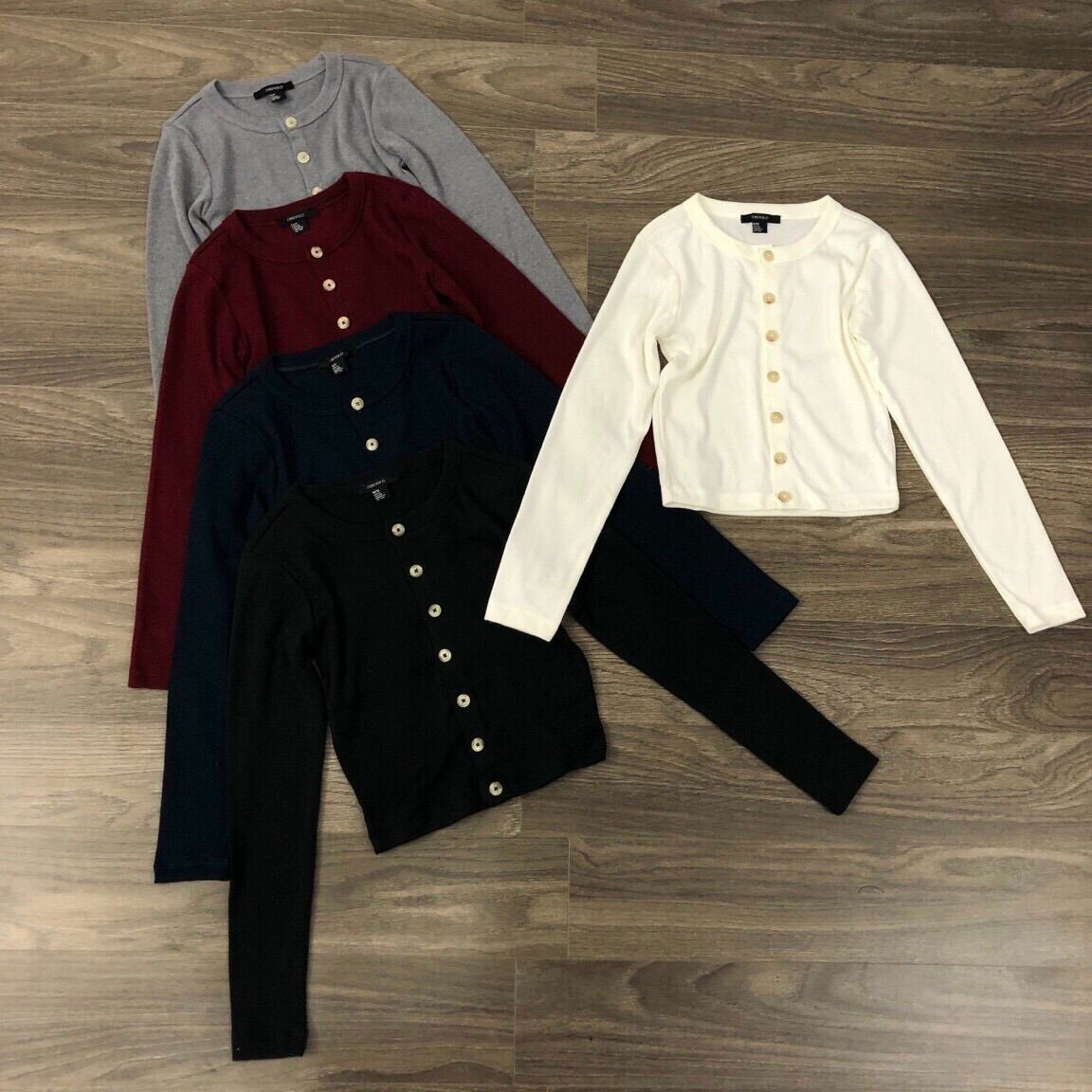 Áo croptop tay dài vnxk F21 chất thun gân co giãn cực tốt