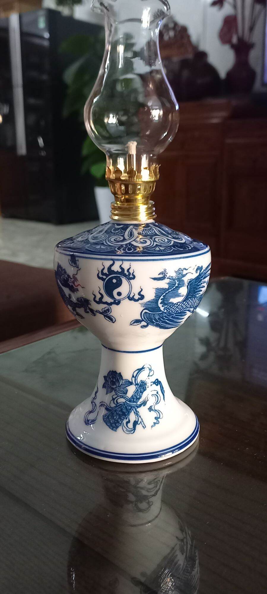 Đèn dầu thờ cúng bát tràng cổ dẹt