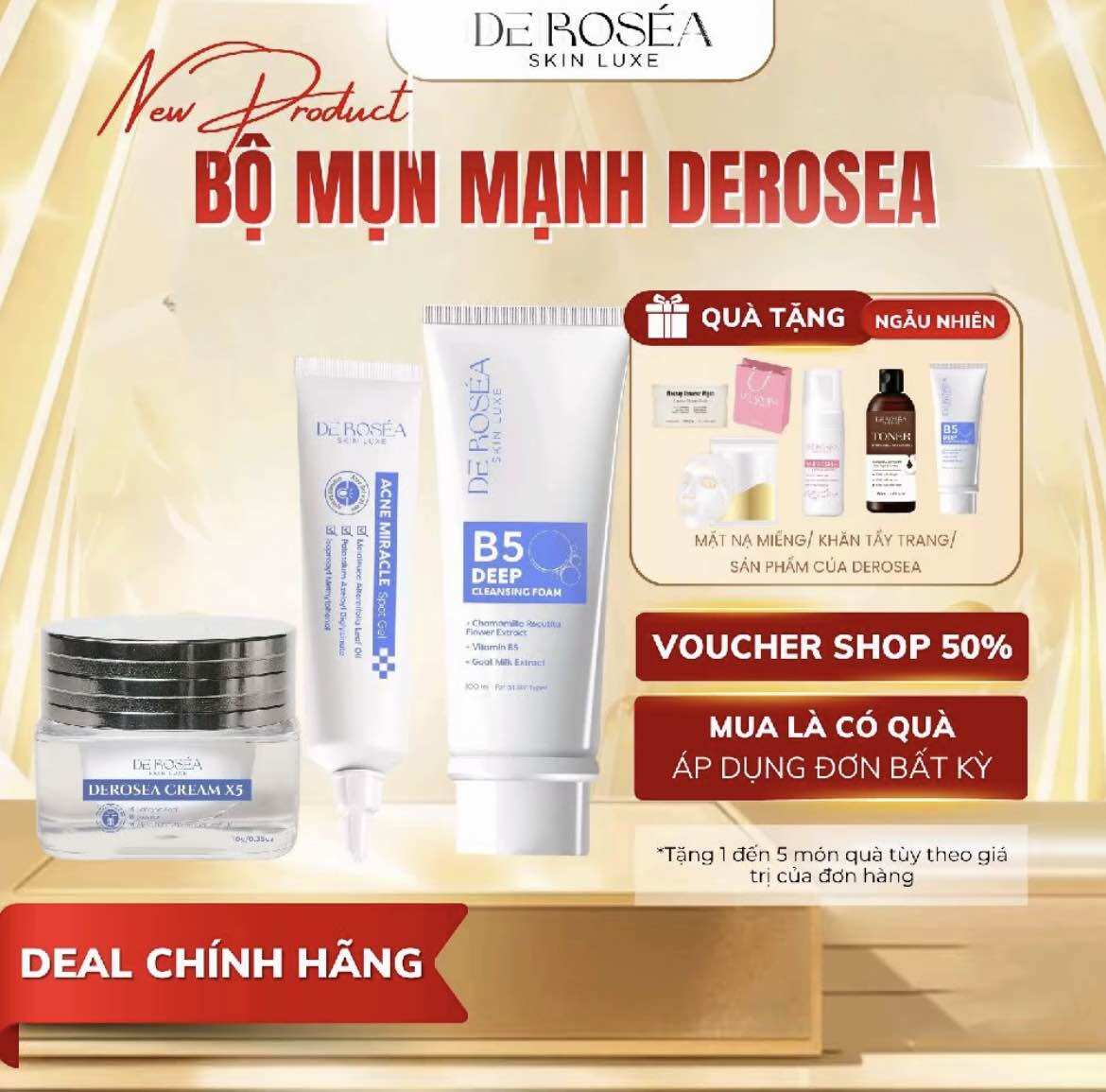 COMBO MỤN 3SP (Gel mụn, Kem mụn x5, Sửa rửa mặt)
