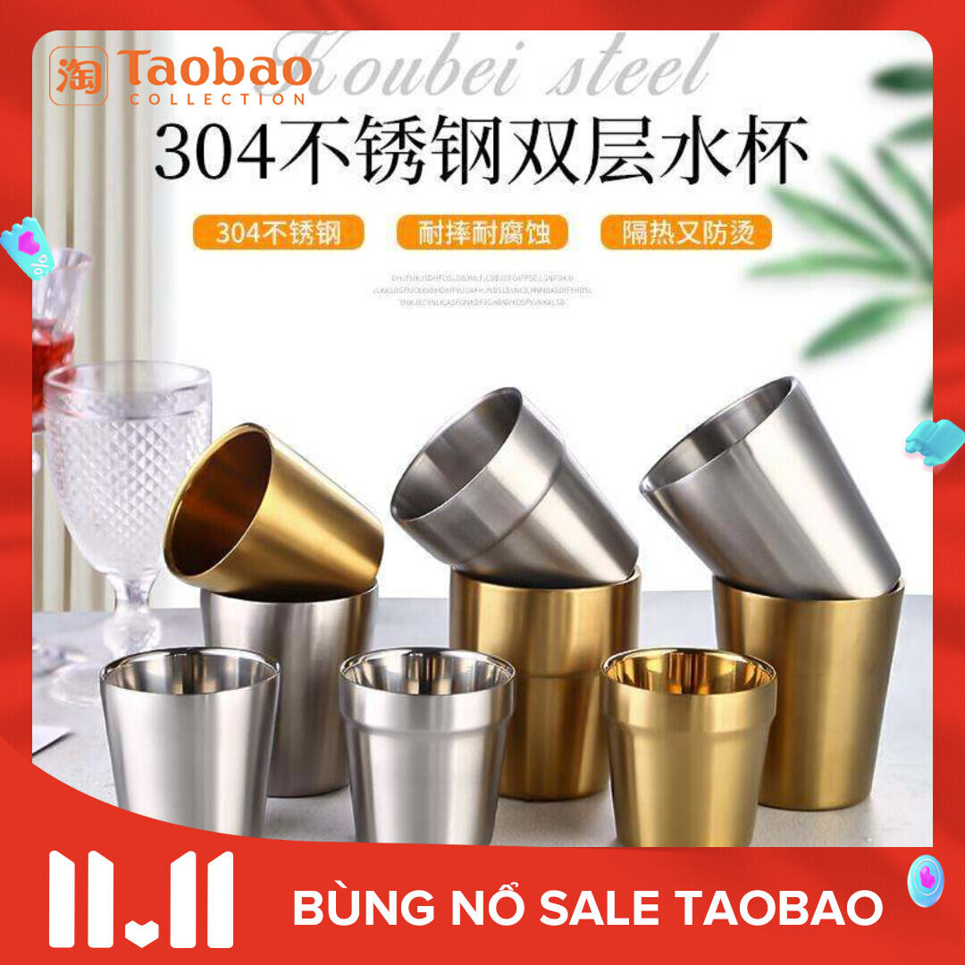 Cốc Nước Bằng Thép Không Gỉ 304 Hai Lớp Phong Cách Hàn Quốc Nhà Hàng Thủy Tinh Bia Cốc Nước Giải Khát Nhà Hàng Nướng Bếp Trà Nhỏ