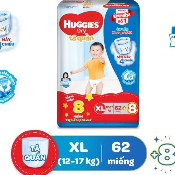 Tã bỉm quần Huggies XL 62 +8 miếng