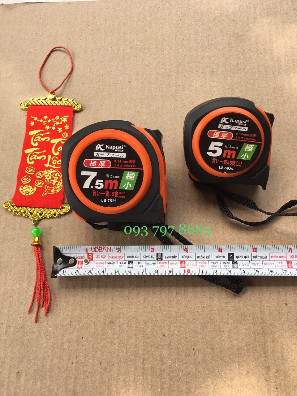 Thước lỗ ban kapusi nhật 5m và 7,5m , thước cuộn, thước rút lỗ ban