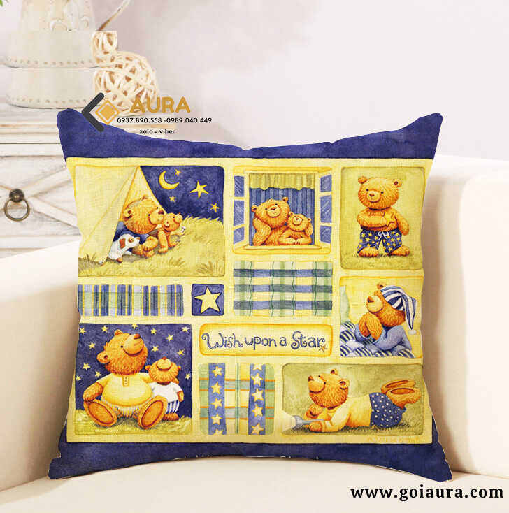 Vỏ gối sofa gối vuông gối tựa lưng văn phòng gối trang trí họa tiết 2 mặt