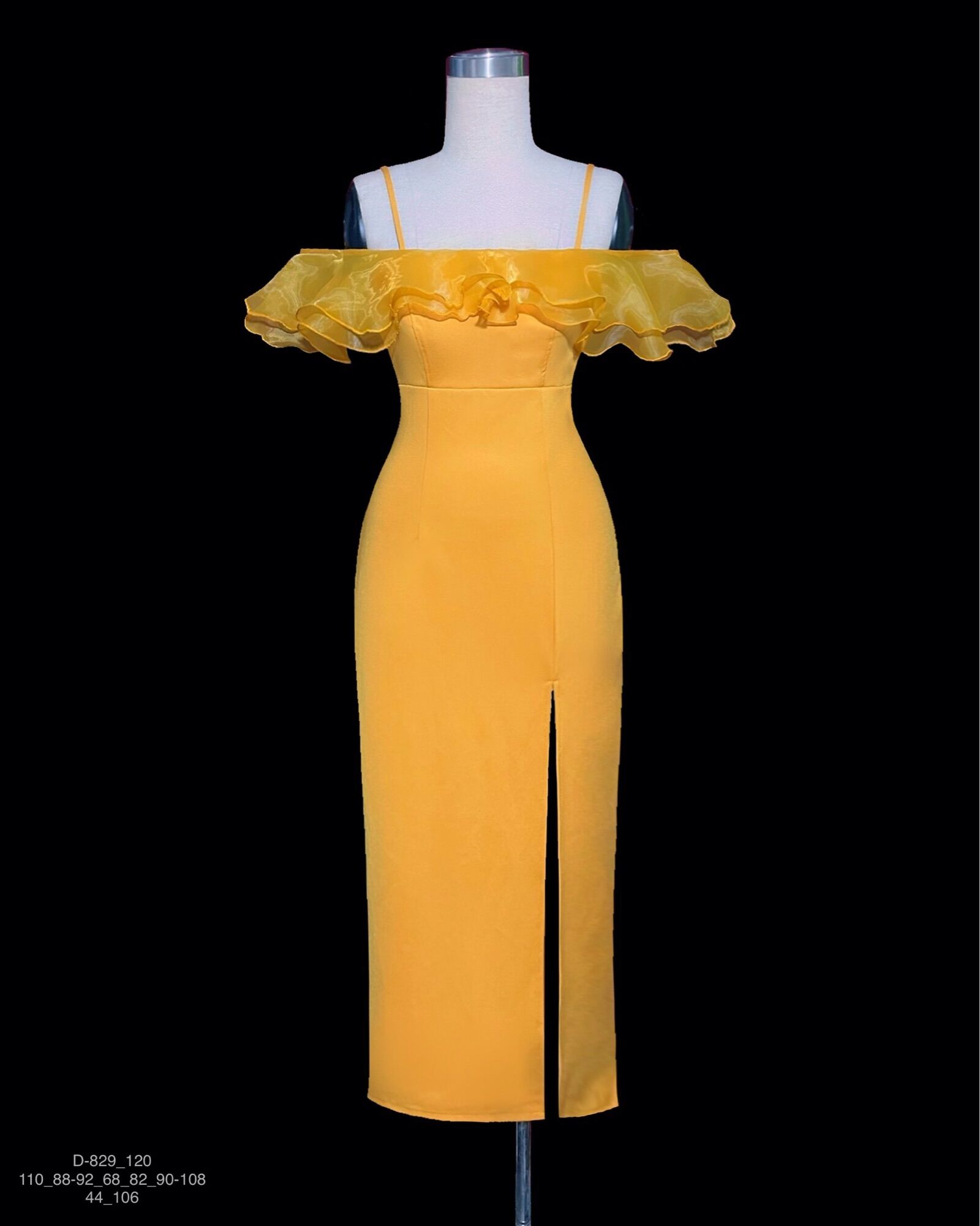 Đầm body phối bèo D-829