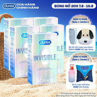 Bộ 5 hộp bao cao su Durex Invisible siêu mỏng, size 52mm, hộp 10 bao