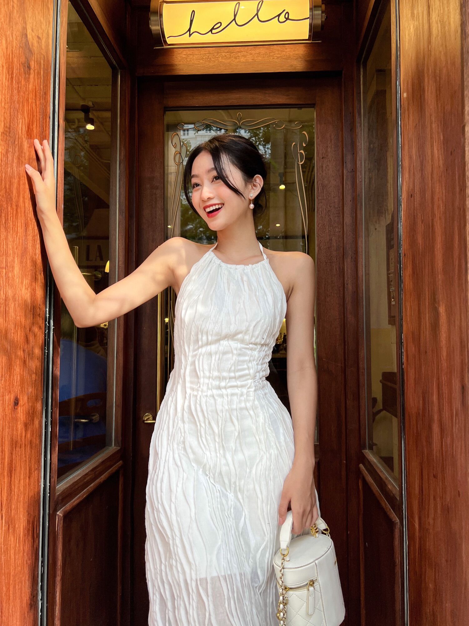Đầm cổ yếm hở lưng reverclothings shea dress
