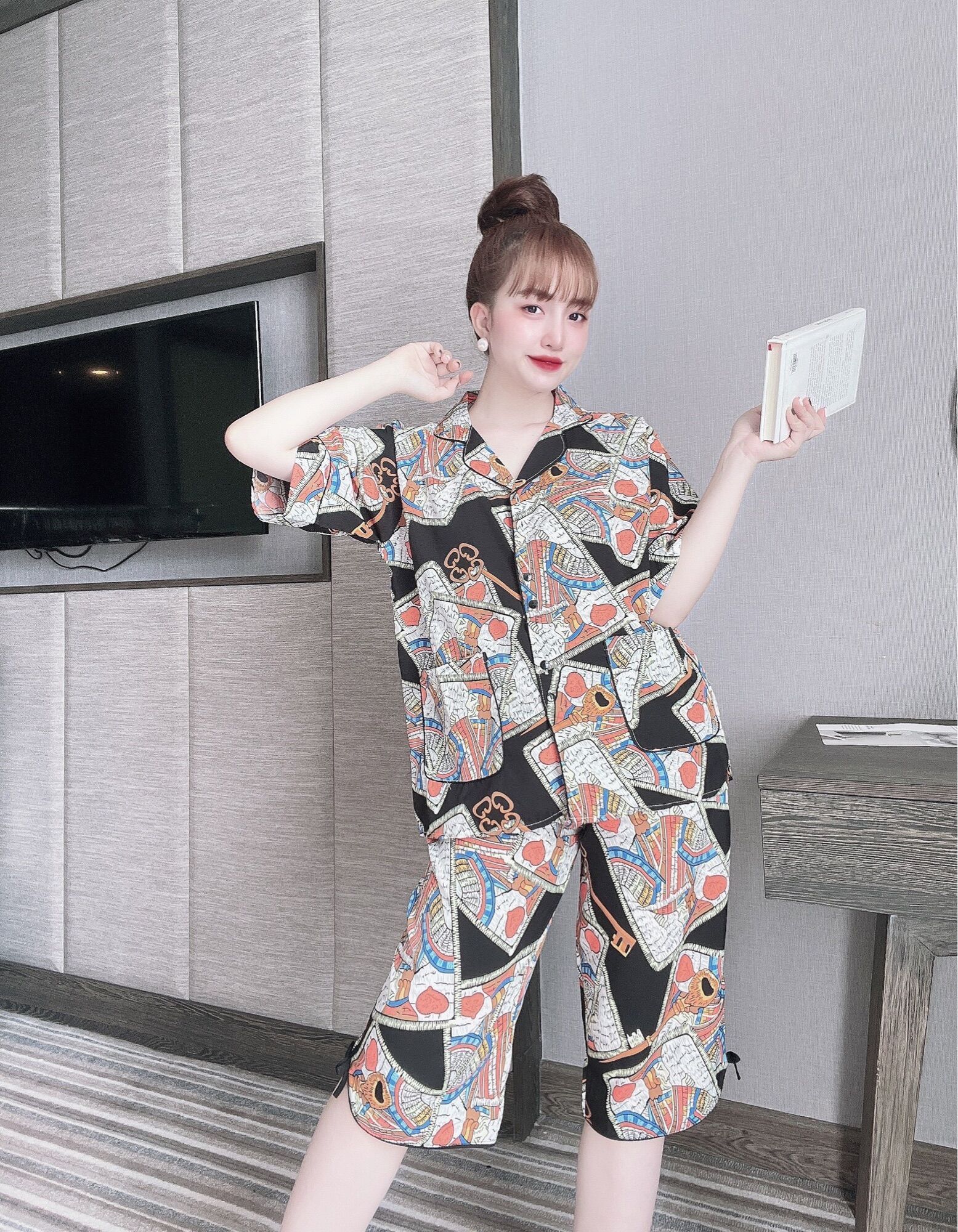Đồ bộ Lửng Lụa bèo nơ 50-100kg mát mịn đồ bộ mặc nhà cho nữ Y