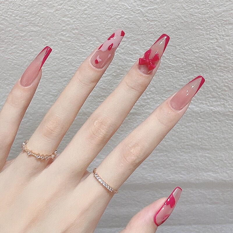 Nailbox sơn thạch nơ đỏ tiểu thư
