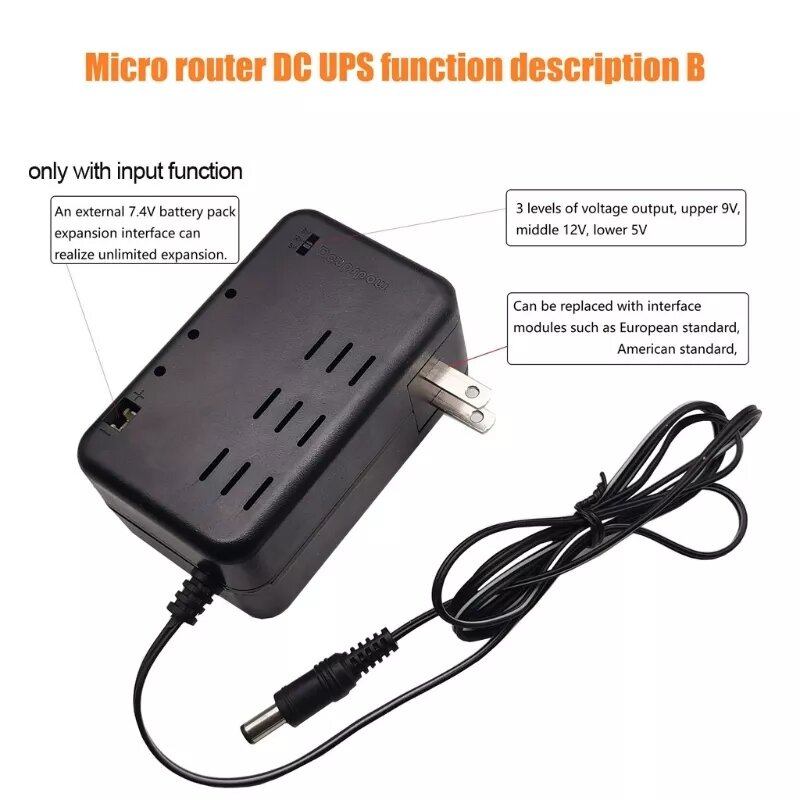 Sạc dự phòng cho Wifi thích hợp chuyển nguồn 220V ra 5V 9V 12V UPS mini