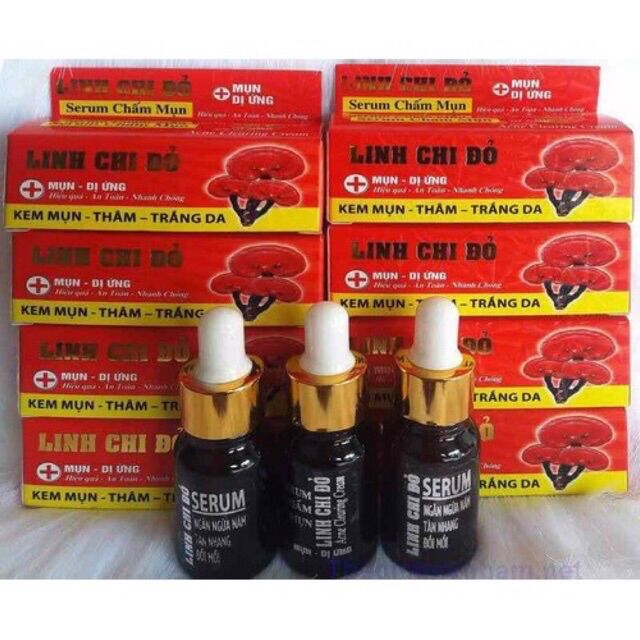 Serum mụn trắng da liền sẹo linh chi đỏ