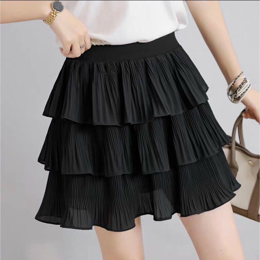 [40-50kg] Chân váy ngắn dập ly 3 tầng