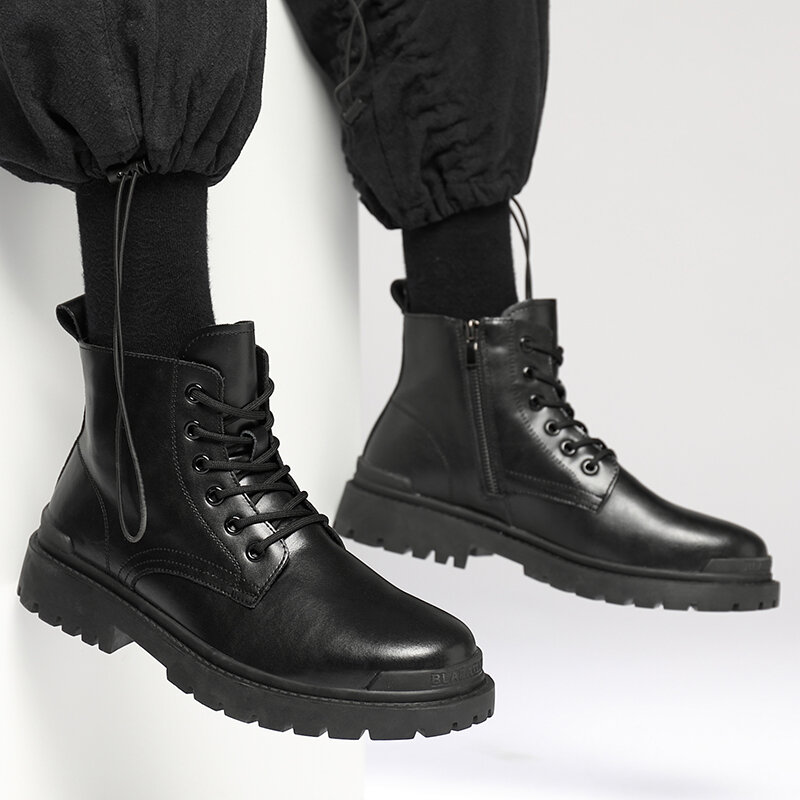 Bốt dr. martens bốt đi làm xe máy cổ cao phong cách anh chống nước mùa hè cho nam bốt da cổ cao vừa màu đen giày sành điệu lót nhung cho nam