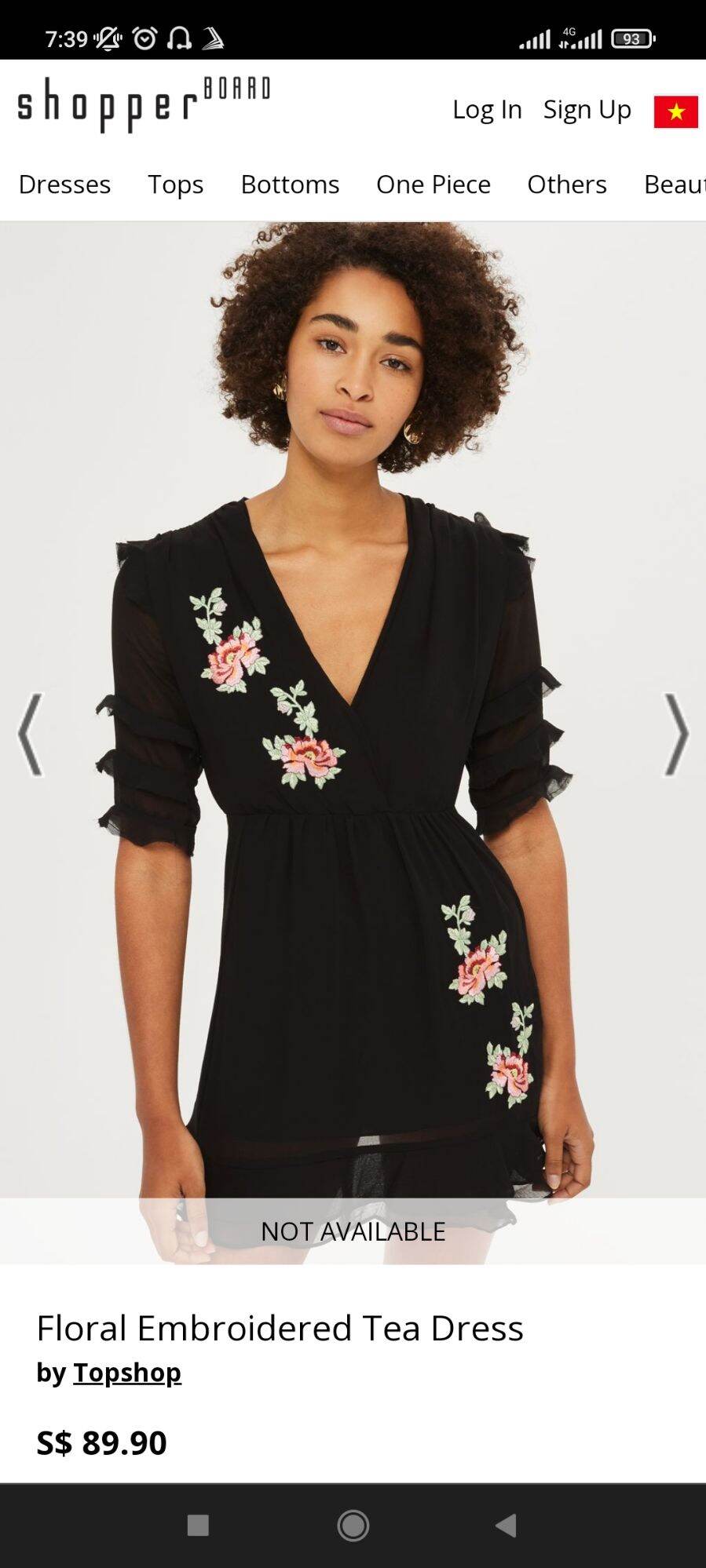 Đầm đen voan thêu hoa hãng TOPSHOP vnxk