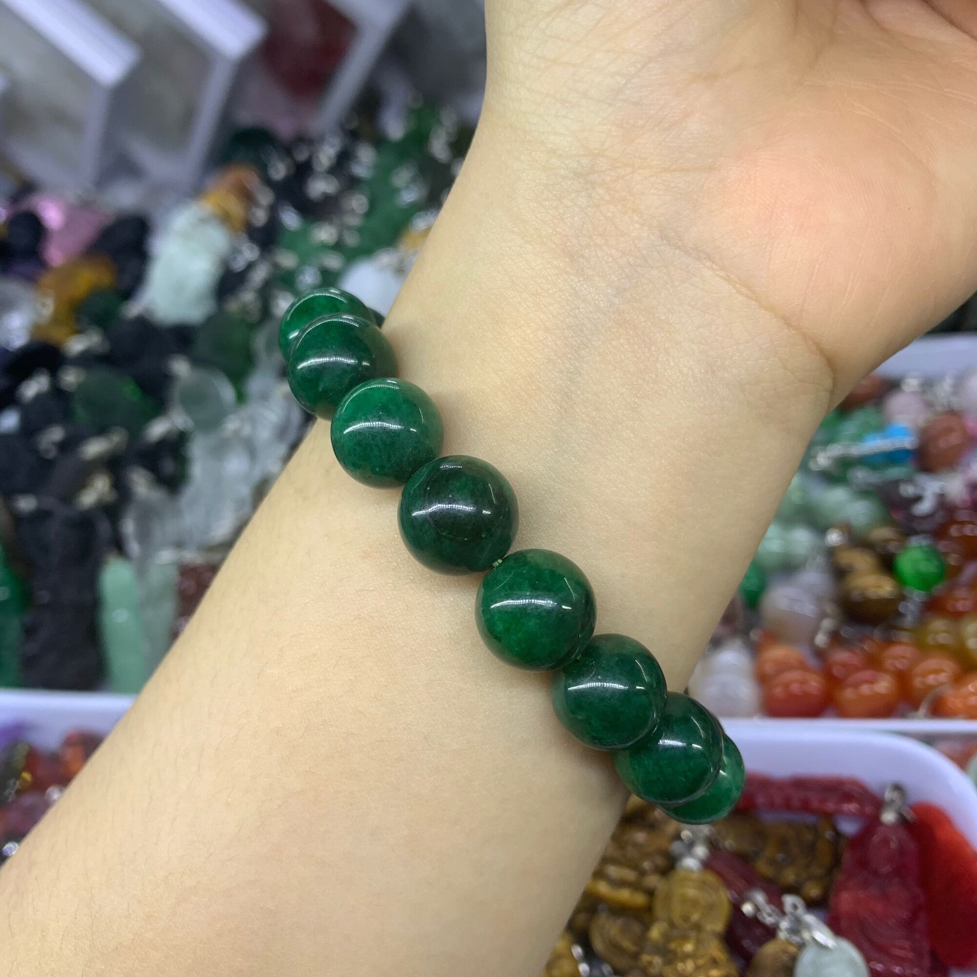 Vòng Đeo Tay Đá Ngọc Cẩm Thạch Sơn Thuỷ 12li