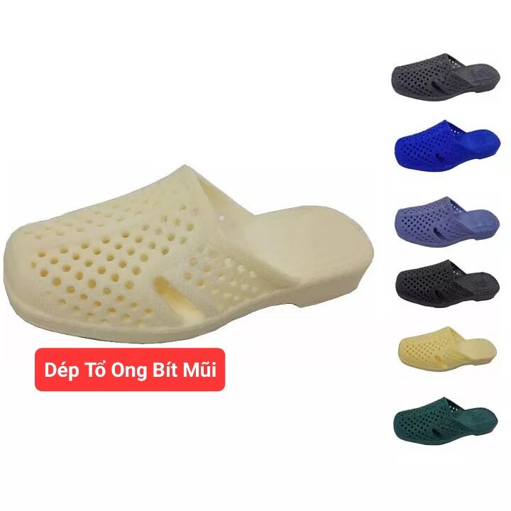 Dép Giày tổ ong sục Bít Mũi đầu đế 3cm dày nhiều màu chống nước trơn