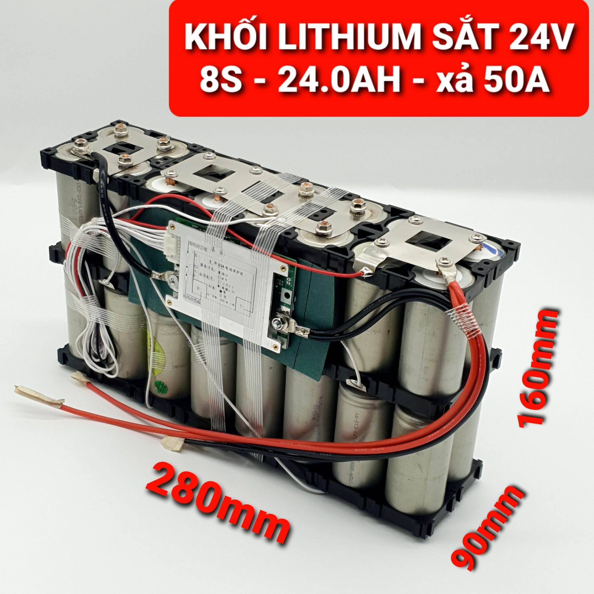 Achun.vn - khối pin sắt 24v - 8s - 24ah xả 50a