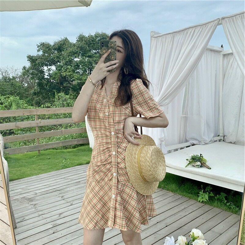 Đầm dạo phố caro xinh xắn BG